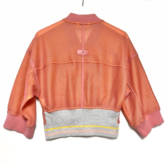 Adidas by Stella McCartney Womens Studio Bomber Jacket Size Smalll Mesh Peach - Picture 2 of 14